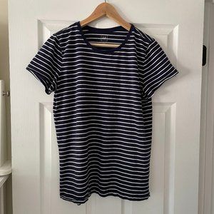 Gap 100% Organic Cotton Vintage T-Shirt Stripe Large Tall, Navy Blue Stripes